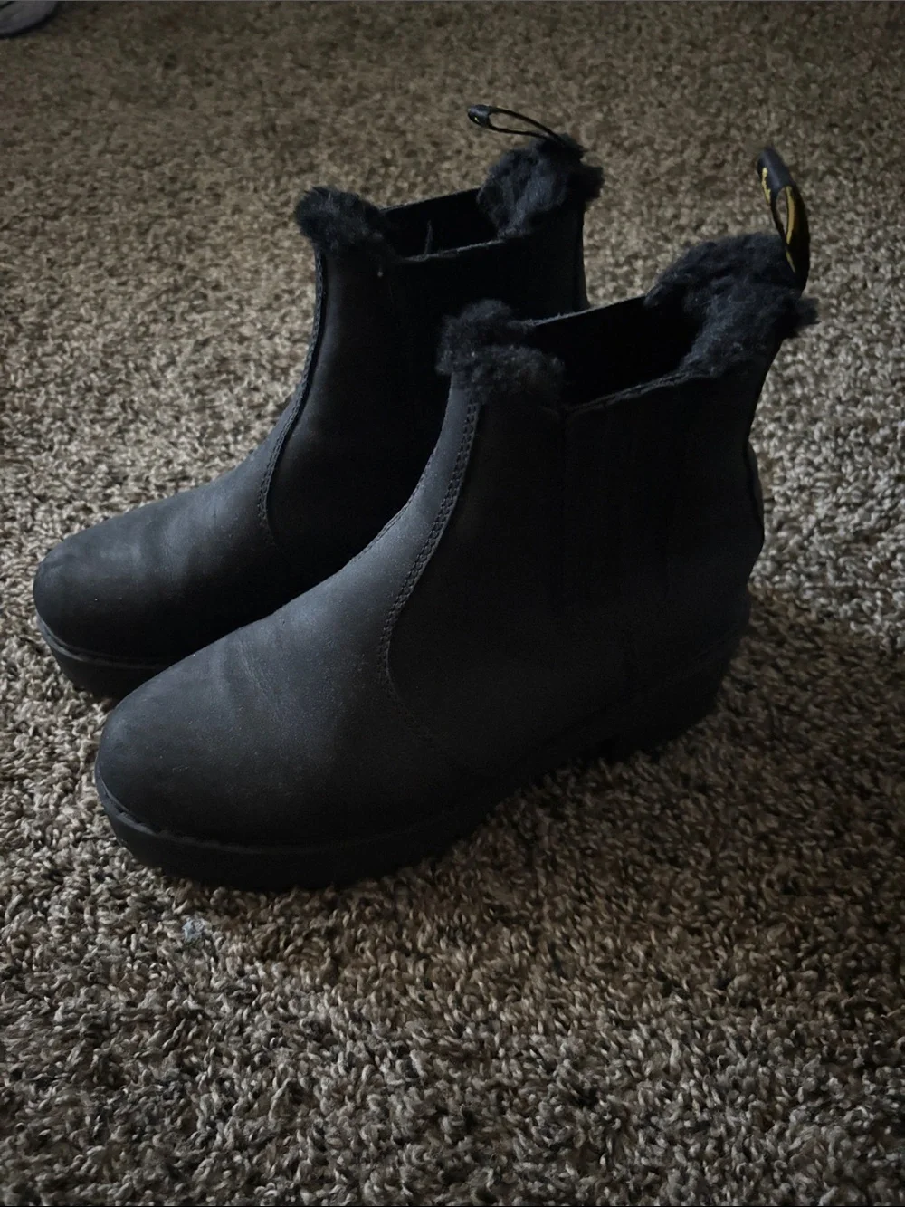 Dr. Martens Women's Black Chelsea Ankle Boots with Faux Fur Trim